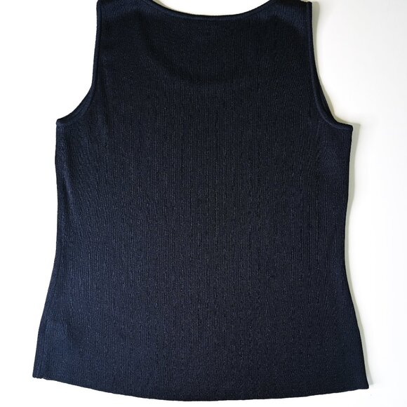 ST JOHN Navy Blue Metallic Tank Top - Size Medium - Picture 7 of 8